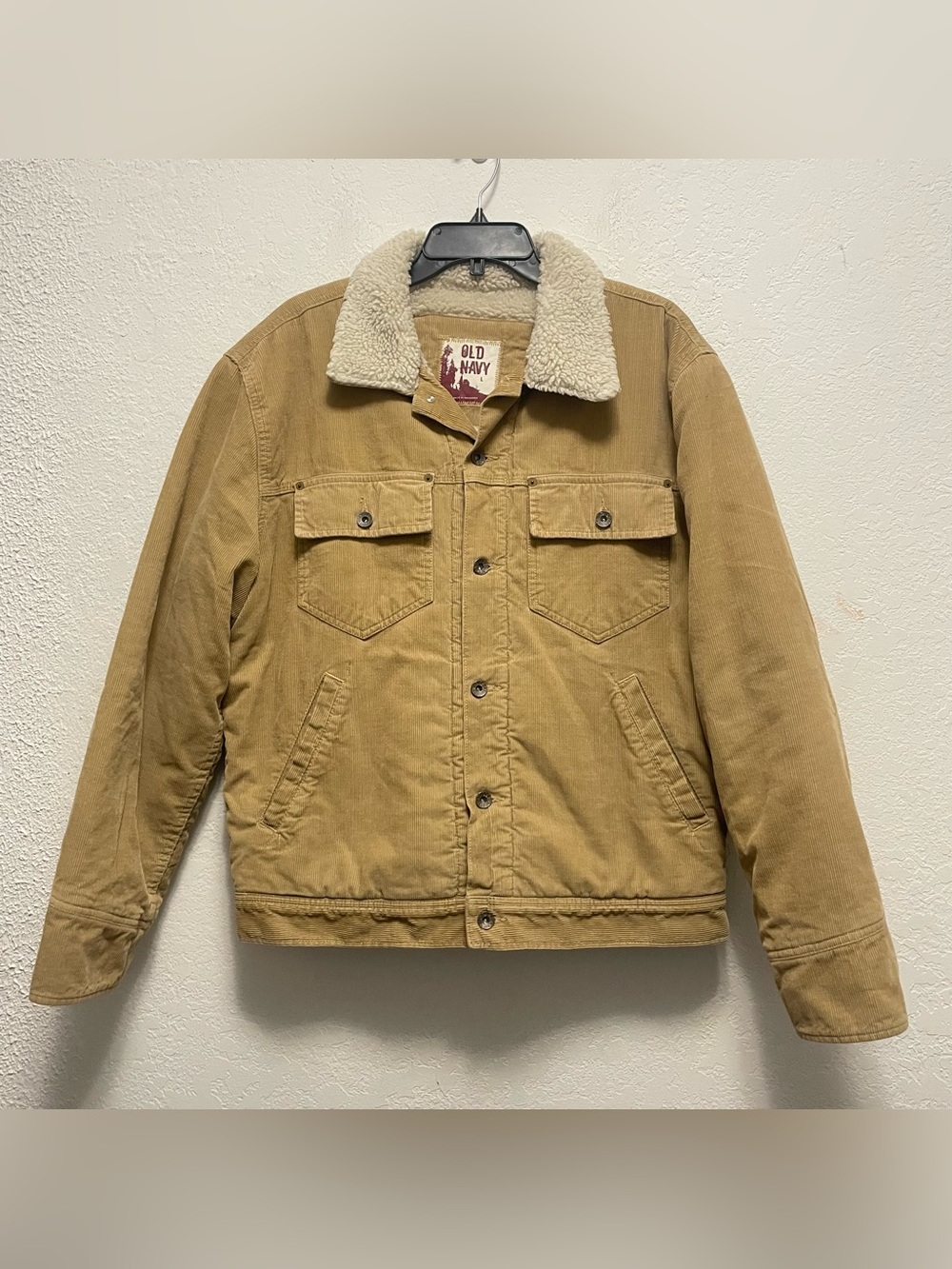 Old Navy Vintage Corduroy Sherpa Lined Trucker Jacket Tan Mens Large